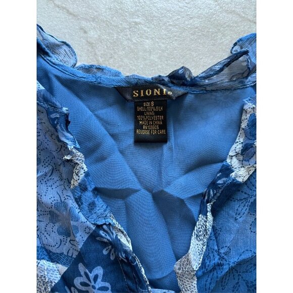 Vtg 90s Y2k Babydoll Flutter Belle Sleeve Silk Sz S Blue Phoebe Buffy Whimsigoth - Picture 9 of 9